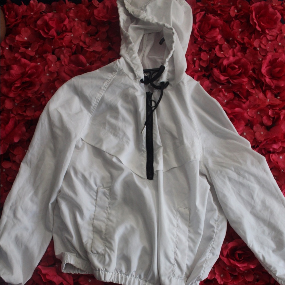 White and black zip up jacket